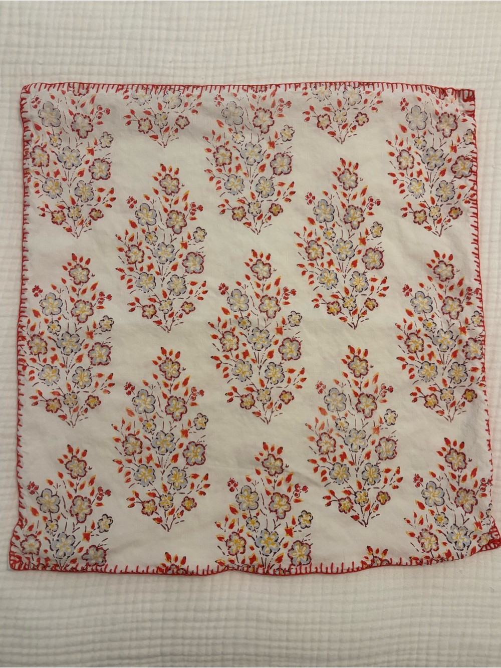 John Robshaw Block Print w/ Embroidery pillow cover 20x20
